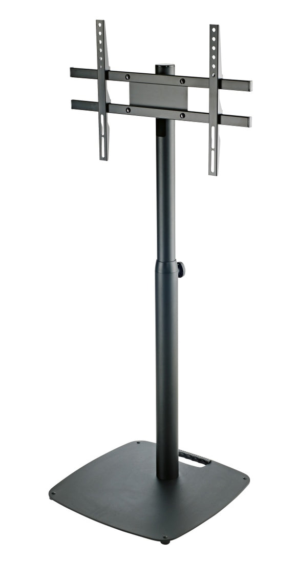 K&M 26782-BLACK, 2-piece, folding, steel monitor stand with cast iron base and internal cable routing.