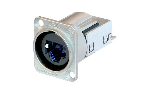 Neutrik Female Cat6 RJ45 D-size receptacle with IDC terminals and “push-pull” locking system.