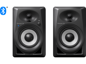Pioneer DM-40DBT, 2-way 21W active desktop monitor speakers (1 active, 1 passive) with 4" woofer w/Bluetooth